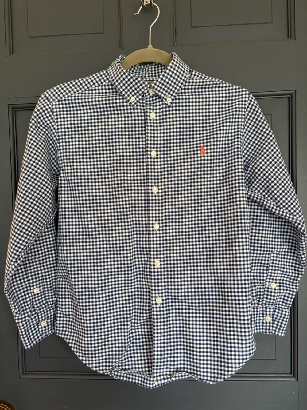 Ralph Lauren Boys Navy and White Gingham Button-Down Shirt